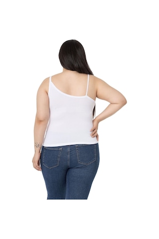 Disentis Büyük Beden Asimetrik Askılı Viskon Beyaz Body-beyaz Beyaz