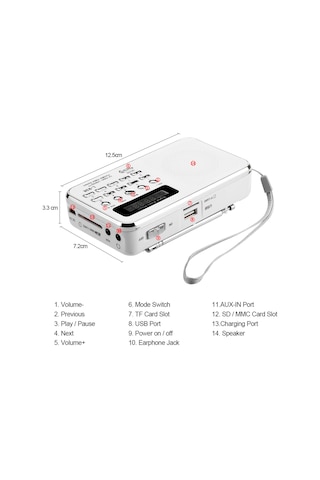 Xindoker "l-938 Taşınabilir Fm Radyo & Mp3 Çalar - Yüksek Ses Kalitesi, Usb/sd Kart Desteği, Kulaklık Çıkışı"