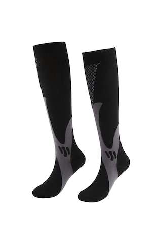 Xindoker Erkek Kadın Spor Koşu Yoga Kompresyon Çorapları, Sudoruzluk Ve Koku Engelleme, Uzun Bilek, Siyah, Esnek Ve Dayanıklı Siyah