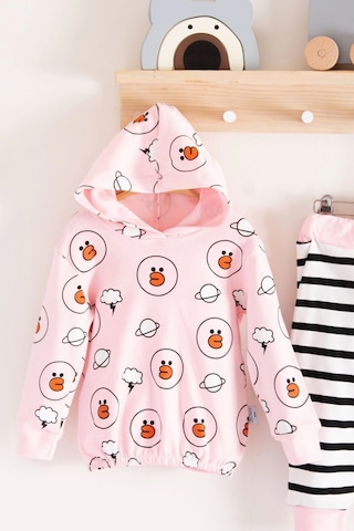 Babydonat Civciv Desenli 2'li % 100 Pamuk Kız Bebek Takımı Pembe