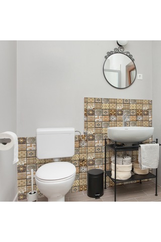 Qingmipy Kalıcı Pvc Otomatik Yapışkan Masaüstü Mobilya Yenileme Sticker - Siyah Tuğla Desenli 3d Duvar Kağıdı 10 Adet Paket Diğer