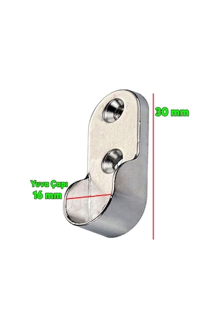 Lexroo Askı Flanşı Oval Dolap Elbise Askı Aparatı Krom 30 Mm 2 Adet Çok Renkli