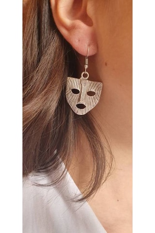Gümüş Kaplama Antik Maske Objeli Küpe Gümüş