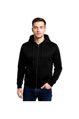 Dynamo Erkek Kapüşonlu Fermuarlı Siyah Sweatshirt Bgl-st04790 Siyah