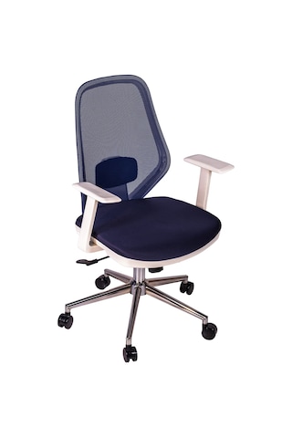 Ofisbazaar Dali Beyaz Fileli Çalışma Koltuğu Ergonomik Şef Ve Toplantı Koltuğu Lacivert Lacivert