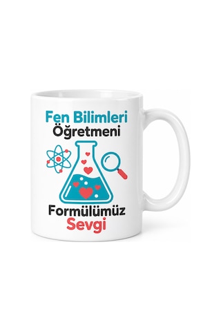 Storeşahin Fen Bilimleri Öğretmeni Formülümüz Sevgi Tasarımlı Porselen Kupa - Model 391 Shn0720 Çok Renkli
