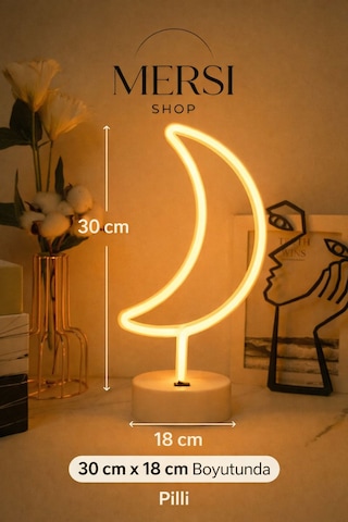 Ay Neon Led Lamba Dekoratif Gece Lambası Neon Işık Ev Ve Oda Aydınlatması 320-2 Sarı