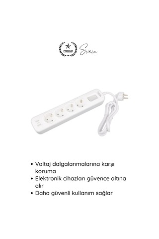 Uzatmakablo 4 Lü Akım Korumalı Priz 4000w 1.5 Metre Kablolu Çoklu Priz Aşırı Gerilim Korumalı 4 Sok Diğer