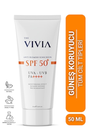The Vivia Leke Karşıtı Yüksek Koruyucu Yüz Güneş Kremi SPF50+ 50 ML