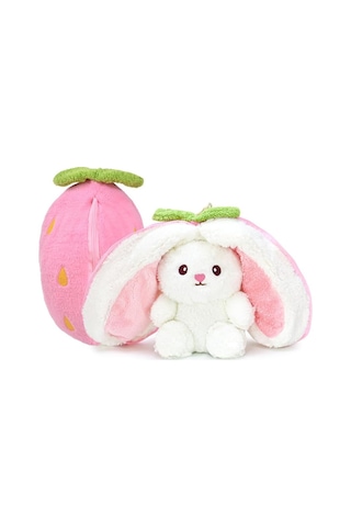 Özgüner Oyuncak Pelüş Çilek Tavşan,fermuarlı Meyve Çantasında Nakışlı,40 Cm,pembe, Kırmızı, Karpuz, Anana Genel