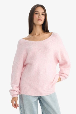Defacto Coool Regular Fit Kayık Yaka Triko Kazak G5652ax25wnpn83 Pembe-pn83