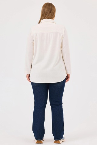 Galaxi Kadın Büyük Beden Çıtçıt Düğmeli Uzun Kollu Gömlek 10002421514025 Ekru Ekru