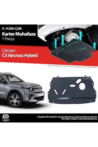 S-dizayn Citroen C3 Aircross Hybrid 1.2 Çelik Karter Muhafaza Koruma 2024 Üzeri A+ Kalite