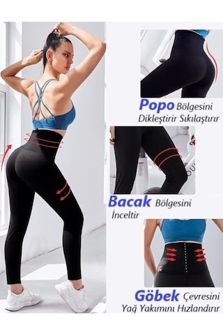 Mistirik Sauna-tayt Model Sıkılaştırıcı Etkili Yüksek Bel Agraflı Termal Toparlayıcı Ve Sport Tayt SiYAH