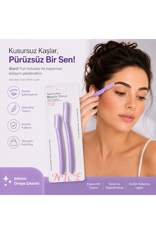Profesyonel Kaş Usturası Ve Hassas Yüz Temizleme Jileti 2'li Set Karışık Renkli