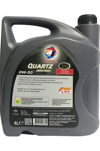 Total Quartz Ineo First 0W-30 Partiküllü Sentetik Motor Yağı 4 L