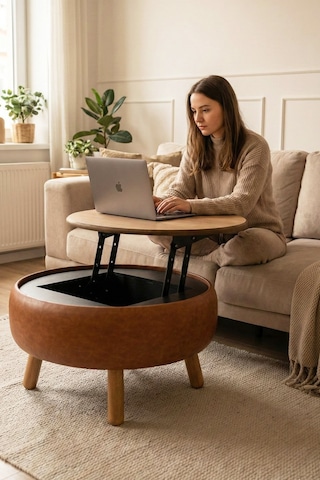 İrina Sandıklı Mekanizmalı Orta Sehpa/bench, Taba