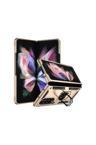 Zore Galaxy Uyumlu Z Fold 3 Kılıf Msra Vega Kapak - Gold Gold