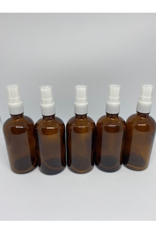 5 Adet 100Ml. Sprey Başlıklı Bal Renkli Cam Şişe