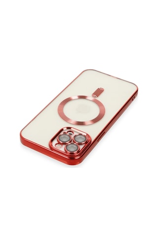 Newface Apple iPhone Uyumlu 12 Pro Max Kılıf Kross Magneticsafe Kapak Glblseme - 23 - Kırmızı