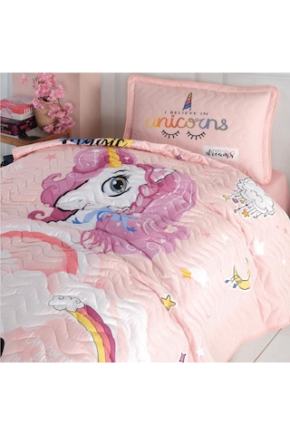 Clasy Ranforce Yatak Örtüsü Tek Kişilik Pink Dreams V1 Pudra
