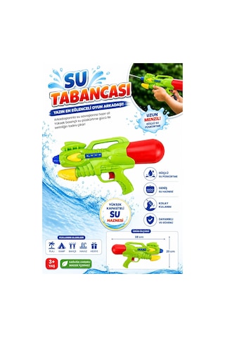 Büyük Boy Su Tabancası - Pompalı Oyuncak Su Tabancası 38 Cm 650 Ml