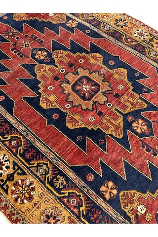 El Dokuma Antika 140 Yaşında Zile Halısı 130x230 Kök Boya Başyapıt Halı Kiremit