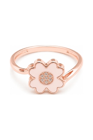 Yonca Mineli Rose 14 Ayar Yüzük