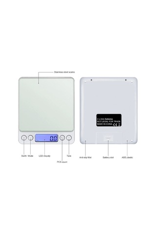 Dijital Hassas Mutfak Terazisi Hassas Tartı 2000 Gr./0.1 Gr. Hassasiyet 4172 Çok Renkli