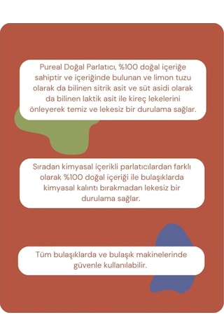 Pureal Doğal Bulaşık Makinesi Parlatıcısı - 100 Yıkama
