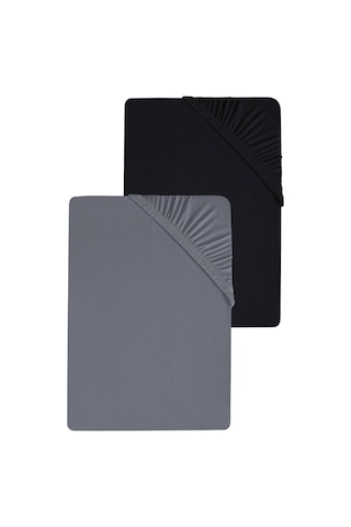 2 Adet Düz Pamuklu Tek Kişilik 80 X 200 X 30 Cm Lastikli Penye Çarşaf Siyah-antrasit