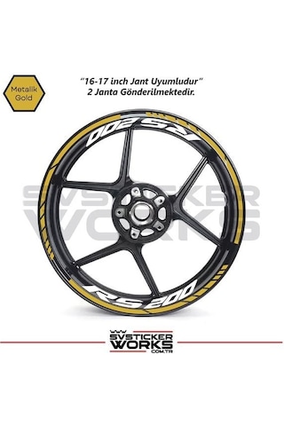 Bajaj Rs200 Jant Sticker Dış Ve İç Set Sticker Jant Şeridi Altın 97092393
