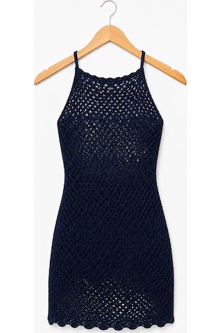 Neden Tekstil Ajurlu Sırt Dekolteli Transparan Beachwear - Mini Plaj Elbisesi - Lacivert