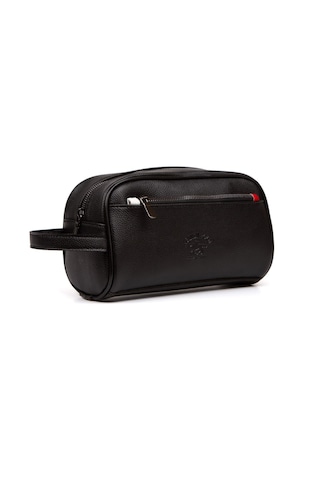 Newish Polo Erkek Deri Portföy Clutch Traş Kozmetik Bakım Ve Günlük El Çantası 14x24cm New171 - Siyah