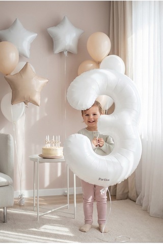 Beyaz 32 İnç Rakam 3 Folyo Balon 3 Yaş Doğum Günü Konsepti Sayı Balonu Helyum Uyumlu Parti Dekorasyon Süsleme Çok Renkli
