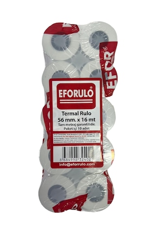 Yazar Kasa Pos Rulosu 56 Mm X 16 Mt Termal Rulo 10'lu Paket
