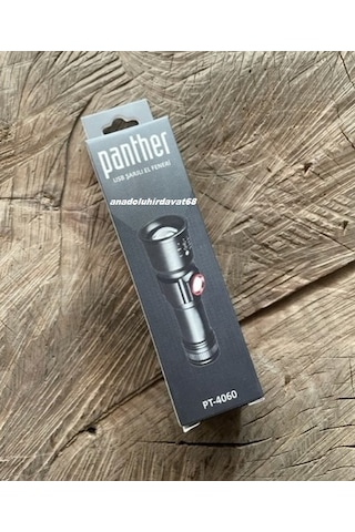 Panther 4060 Pro Metal Şarjlı El Feneri Uzun Menzi Led Kamp Feneri Orj 1000lm Siyah