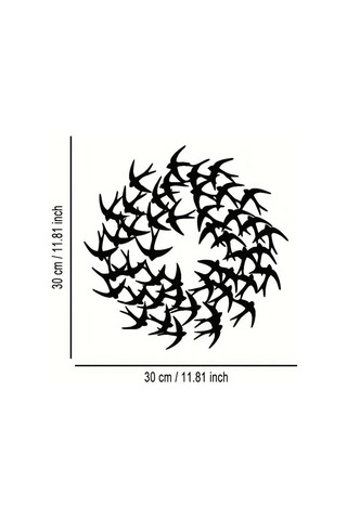 Cajuart Zarif Minimalist Kırlangıç Sürüsü 30 Cm Siyah Ahşap Tablo Dekor 1