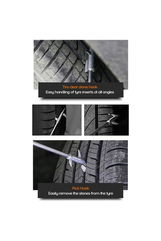 Monyee Araba Lastik Taş Temizleme Aleti Çok Fonksiyonlu Kanca + Tornavida Taş, Cam Giderici Lastik Ömrünü Uzatır Depo Çantası Yok