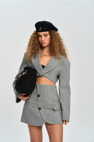Mai Studios Co. Mai Collection Elegant Gri Ceket-etek Takım Gri