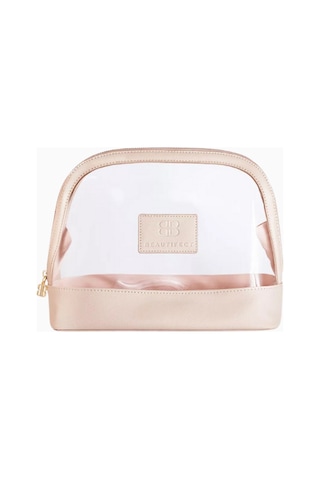 Beautifect Toiletry Bag, Vegan Deri Ve Pvc Şeffaf Düzenleyici Çanta Makyaj Çantası Bej-şeffaf
