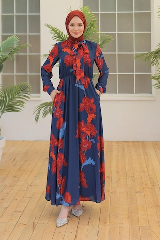 Armine Trend Desenli Elbise Lacivert 23yt905-lacivert Lacivert