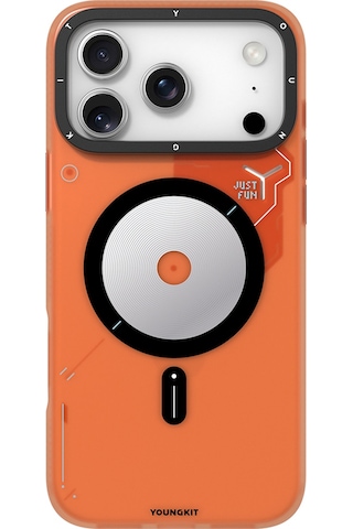 Apple Uyumlu iPhone 17 Pro Max Kılıf M-safe Şarj Özellikli Disk Desenli Youngkit Disc Battle Kapak Turuncu Turuncu