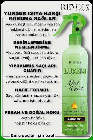 Revola Expert Luxeri Onarıcı Etki Fön Suyu 400 Ml Aloe Vera