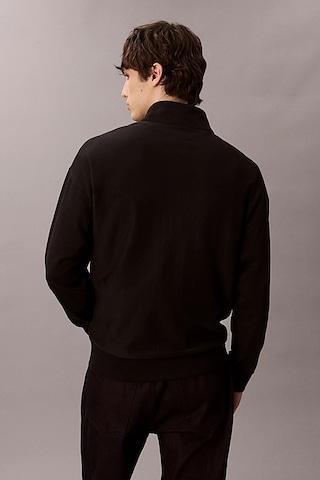 Calvin Klein Erkek Rahat Kalıp Yarım Fermuarlı Yüksek Yaka Sweatshirt - Siyah Black