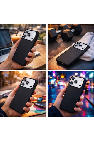 Apple Uyumlu iPhone 17 Pro Max 18 Pro Max Kılıf Renkli Lansman İçi Kadife Yumuşak Kamera Yükseltili Silikon Siyah