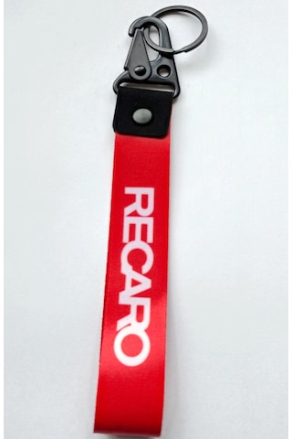Recaro Kırmızı Bez Oto-moto Anahtarlık Kaliteli Aksesuar 19cm Kumaş Anahtarlık