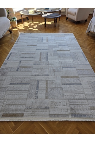 London Krem Multi Dekoratif Bambu Akrilik Yumuşak Modern Özel Ölçü Koridor Oturma Çocuk Odası Halısı 003-krem/multi