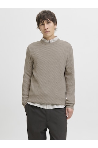 Jack & Jones Jack Jones Erkek Desenli Örgü Kazak 12283381 Krem