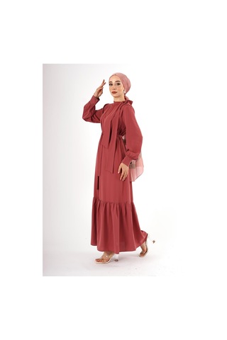 İpek Krep Elbise Kiremit